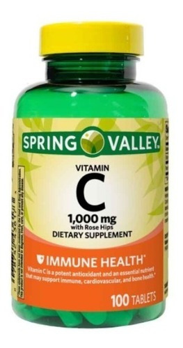 Life Extension Spring Valley Vitamina C 1000mg 100 tabletes Sem Sabor