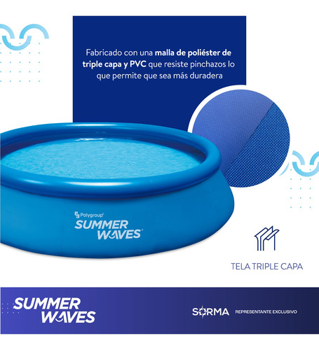 Imagen 5 de 10 de Pileta Inflable Redonda Summer Waves 5454lt Facil Armado
