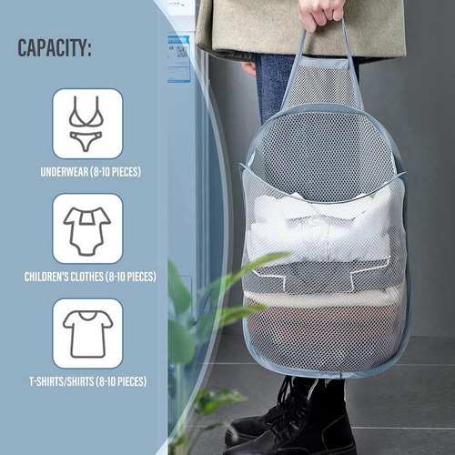 Cesto De Ropa Colgante De Malla Plegable De 3 Piezas