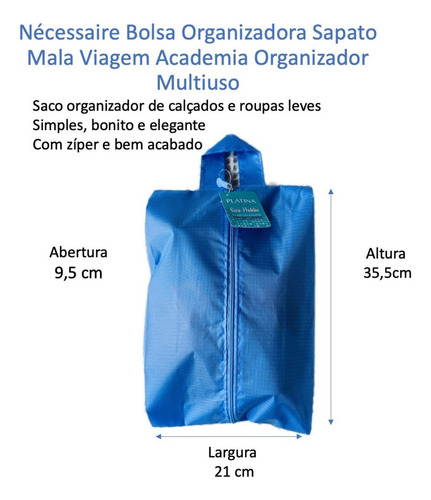 Bolsa Porta Sapato Viagem Tenis Calçado Roupa Mochila Azul