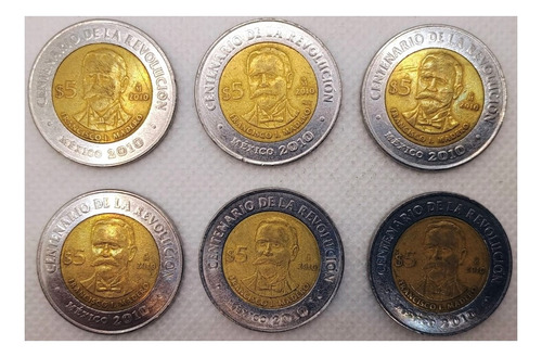 Moneda 5 Pesos Francisco I Madero Centenario Revolución 2010