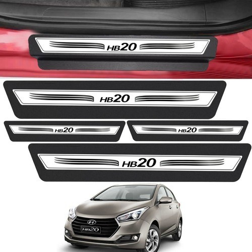Kit 8 Peças Soleira Adesivo Porta Hyundai Hb20 Hatch 2013 2