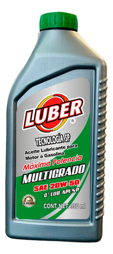 Aceite Motor 20w50 Luber Multigrado Auto Gasolina 12 Piezas