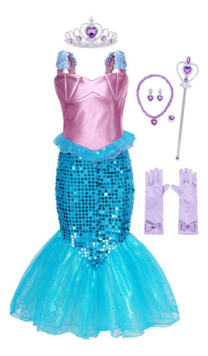 Amzbarley Princesa Sirena Trajes Para Ninas Trajes De Lente