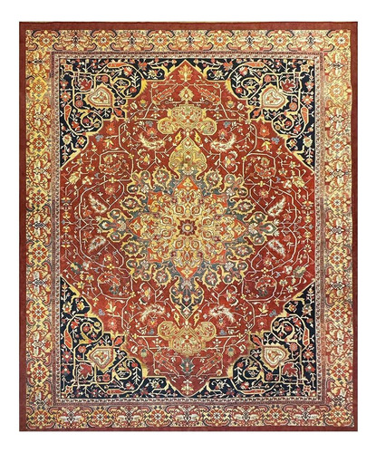 Tapete Sala 240x350 Classico Oriental Kashan Vermelho Preto Comprimento 350 cm Largura 240 cm