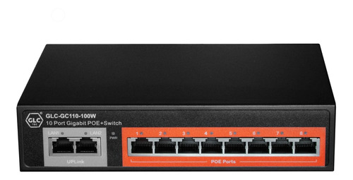 Switch Gigabit 8 Puertos Poe + 2 Puertos Uplink Glc 100w