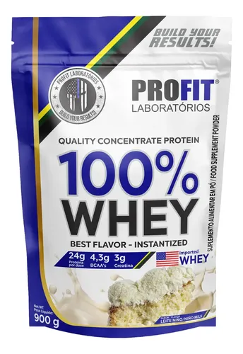 100% Whey Quality Concentrate Protein Refil 900g - Profit Sabor L...