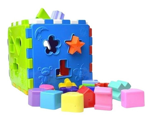 Imagem 2 de 3 de Cubo De 17cm Didático Pedagógico 18 Pçs Encaixe Mercotoys