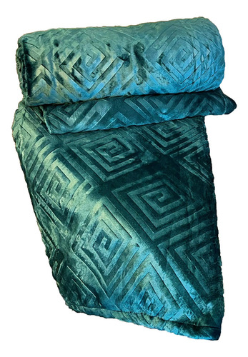 Cobertor Manta 1,80x2,40 Flannel Embossed Antialérgico Casal Cor Verde-escuro
