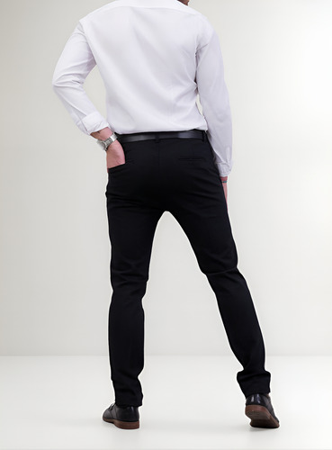 Pantalón Hombre C026 Jeans Corte Chino Gabardina Tiro Alto