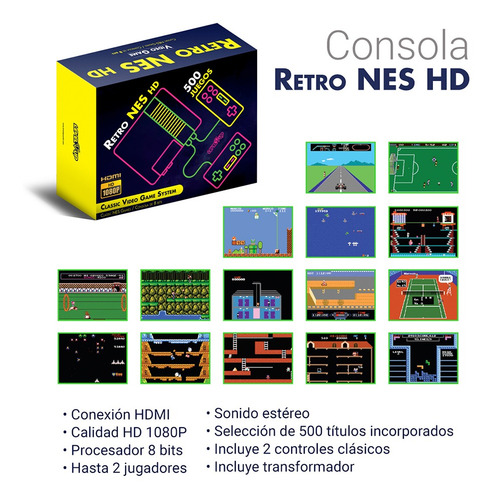 Consola De 8 Bits Retro Nes Hdmi Plug Play Con 500 Juegos