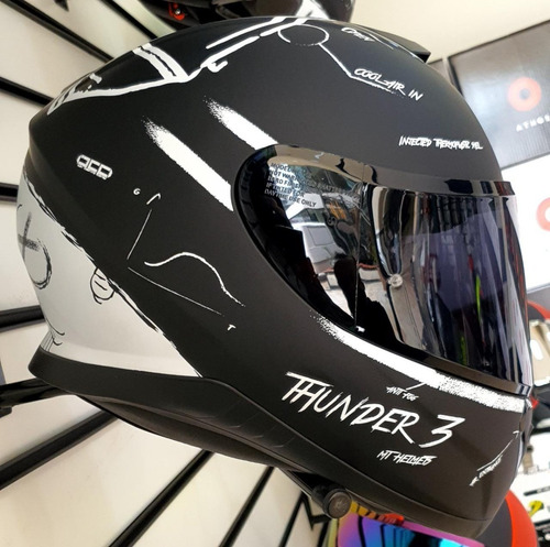 Imagen 6 de 10 de Casco Mt Helmets Thunder 3 Sv Board Mate Negro Con Blanco