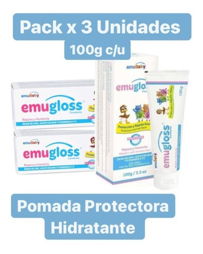 Pomada Protectora Emugloss 100grs  Pack X 3 Unidades