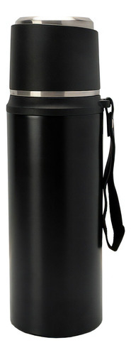 Botella térmica de agua helada de acero inoxidable de 800 ml con sello negro
