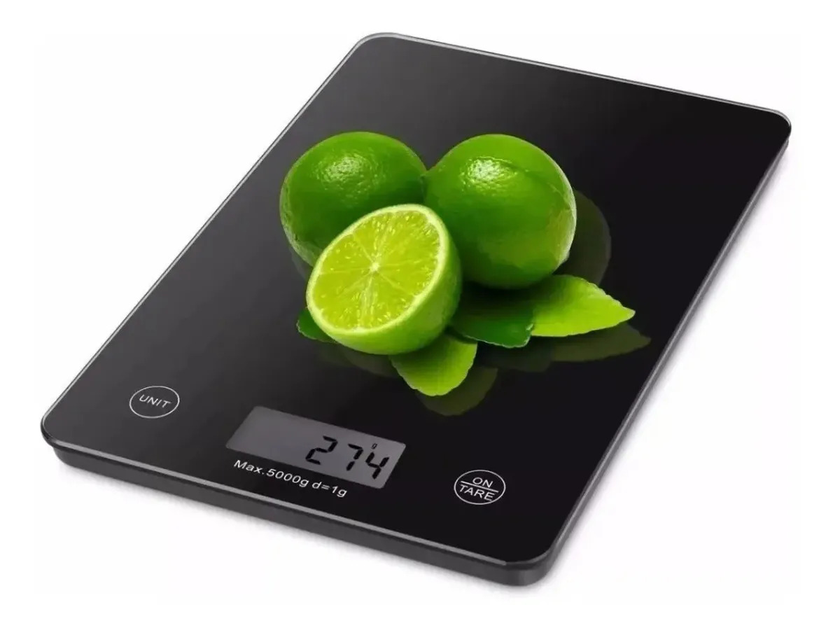 Balanza Betensh Pesa Digital Gramera de Cocina Vidrio Slim Capacidad 1 g a 5 kg Color Negro-227001 C23