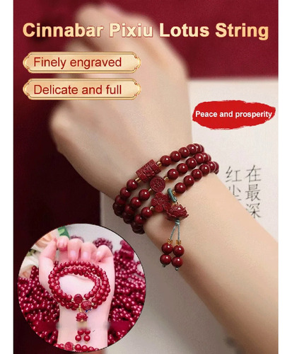 Pulsera Bermellón Con Cuentas De Buda Lotus 108