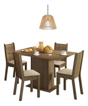 Comprar Juego De Comedor 4 Sillas Mesa Living Comedor Tapizado Lexi Color Marrón Diseño De La Tela De Las Sillas Rustic\u002Fcrema
