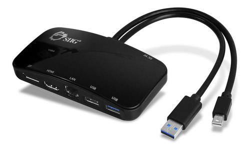 Siig Mini Displayport Video Dock With Usb 3.0 Lan Hub (black