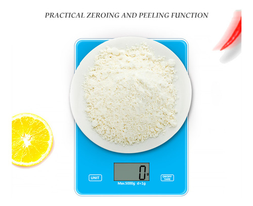 Mini Báscula De Cocina Digital De Vidrio Azul De 5 Kg Para A