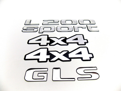 Kit Adesivos Emblema Mitsubishi L200 Sport 4x4 Gls Resinado Cromado Rs15 Fgc