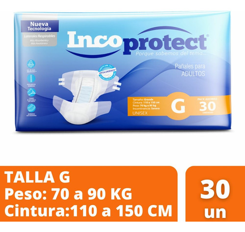 Pañales Para Adultos Incoprotect Grande  X 30 