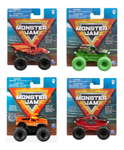 Pack De 4 Monster Jam Camiones Monstruo Spin Master 1:70