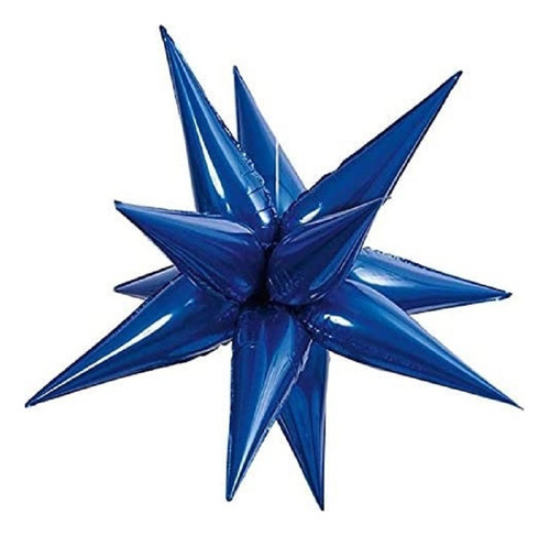 3 Globo De Estrella Picos 3d Star Magic 12 Puntas 26 Pulgad Color Azul Rey