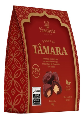 Bombom Tâmara C/cr. Cast.de Caju Cob. C/choc. 72% Cacau 140g