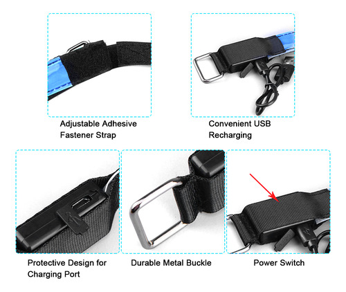 [ Brazalete Led Recargable Por Usb Para Correr De Noche Y