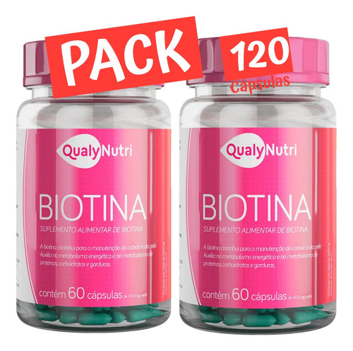 Biotina - Crecimiento De Cabello Uñas Piel Pack 120 Cápsulas