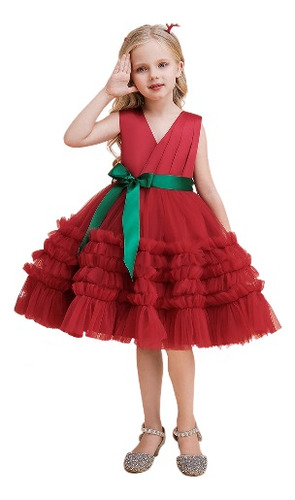 Vestido De Princesa De Navidad Manga Corta Tutu Para Niñas