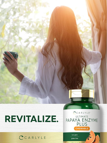 Carlyle Tabletas Masticables De Enzima De Papaya 300 Pzas Sin Sabor