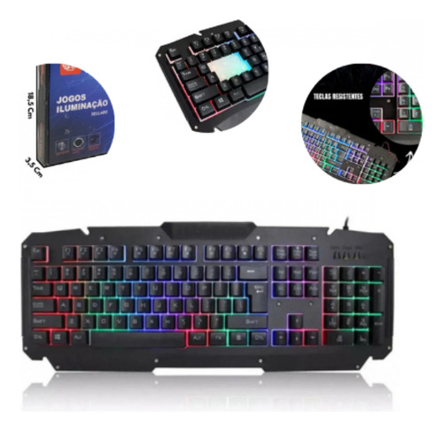 Teclado Gamer Led Painel De Metal Altomex A-gk600 Cor de teclado Preto Idioma Português Brasil