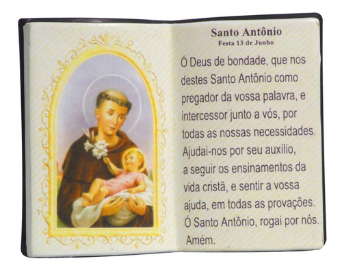 Imagem Santo Antônio Em Formato Livro Com Porta Caneta