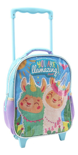 Mochila Carro Lesedife Mini Llamazing Infantil C/ruedas 12''