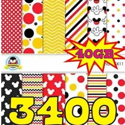 Kit Scrapbook Actualizado Papeles Mickey Minnie 3400 Imagene