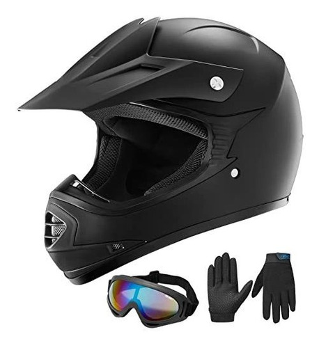 Casco Atv Niños Juvenil Con Gafas Y Guantes.