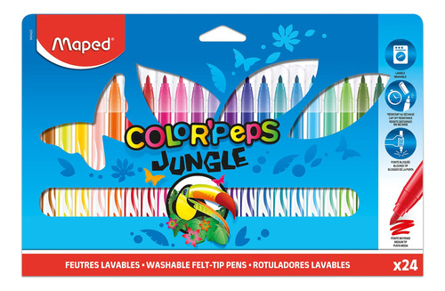 Marcadores Fibras Maped Color Peps Jungle X 24 Unidades