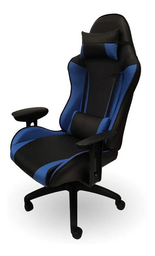 Imagen 2 de 2 de Silla de escritorio MRB DG gamer pro basic gamer negra y azul con tapizado de cuero sintético