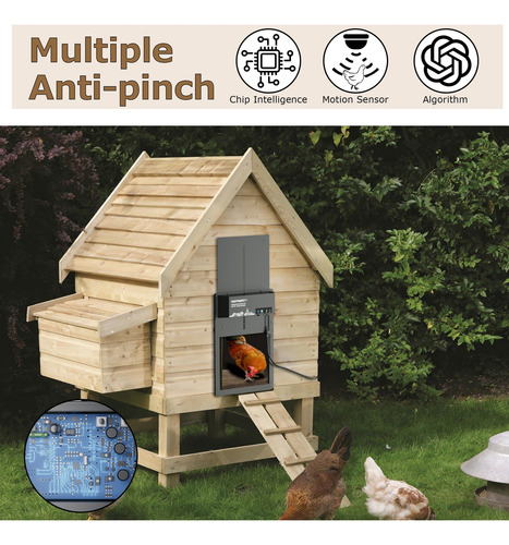 Puerta Automática De Gallinero Marca Xyz Modelo 1234 Con App Negro
