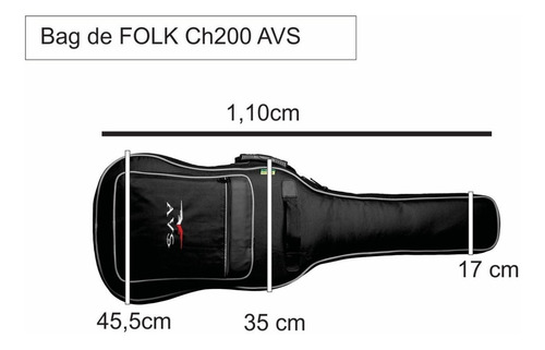 Capa Bag Violão Folk Ch200 Nylon Acolchoada Super Luxo