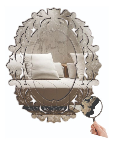 Imagem 1 de 10 de Quadro Espelho Veneziano Decorativo Sala Quarto 50x65-38.82p
