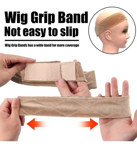 Banda Pelo Flexible Ajustable Con Agarre Peluca, Bufan 2pcs