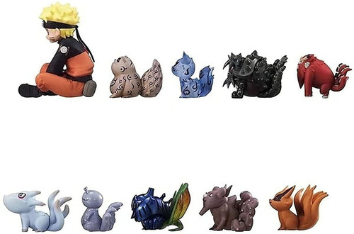Kit 11 Boneco De Ação Naruto Bijuus Kurama Coleção