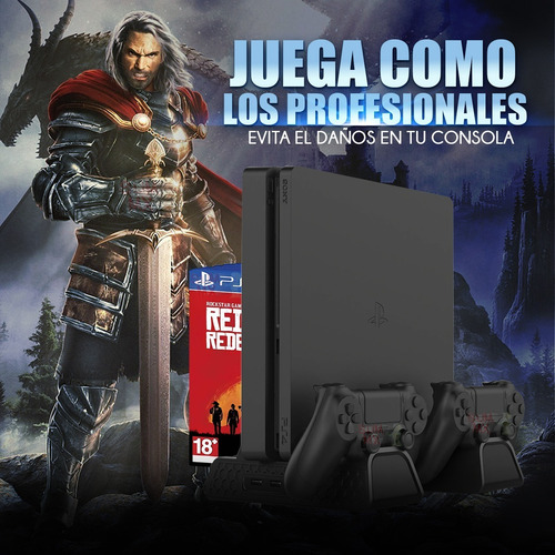 Imagen 5 de 6 de Base Enfriadora Ps4 Pro Slim Carga Controles Usb Dock Discos