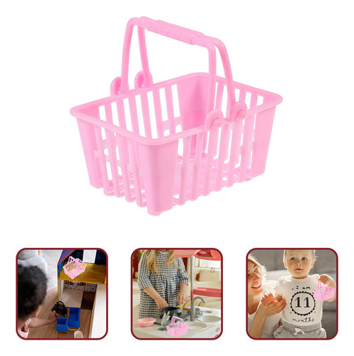 Li Mini Cesta De Almacenamiento Rosa For Carrito De Compra