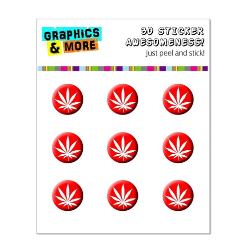 Graphics And More Marijuana Leaf - Red Home Button Stickers