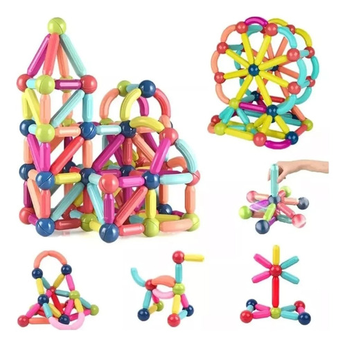 128 Pcs Juego De Bloques Construcción Magnéticos Para Niños