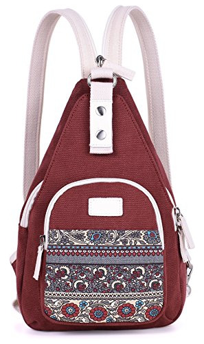 Arcenciel Mochila De Lona Para Mujer, Granate, S, Portátil