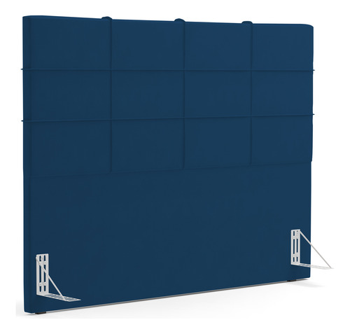 Cabeceira Cama Box Casal 140 Cm Roma Suede Azul Marinho